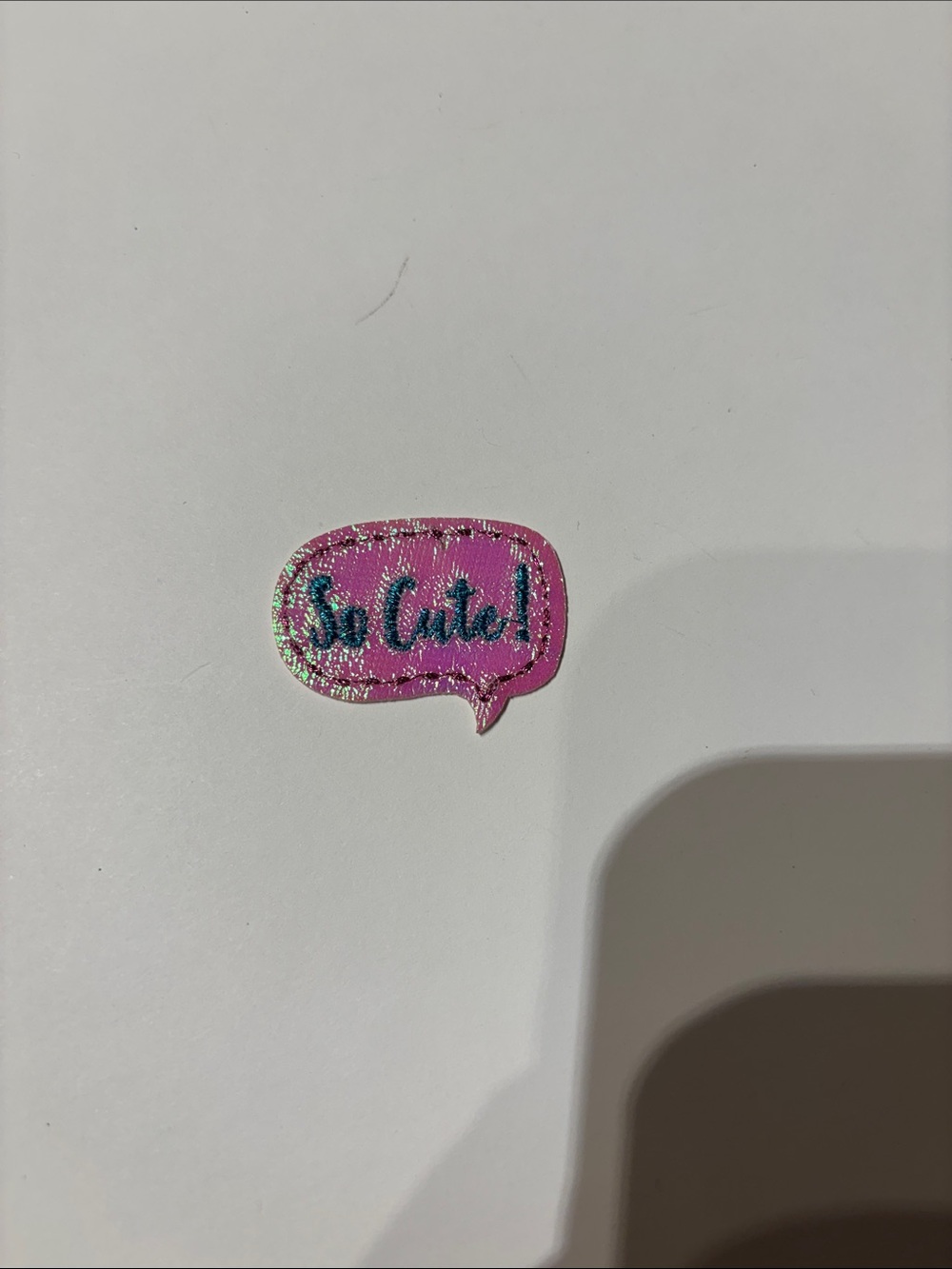 Pink 'So Cute!' Speech Bubble Patch